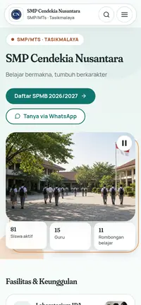 Template website sekolah Fitrah di HP, ramah orang tua siswa