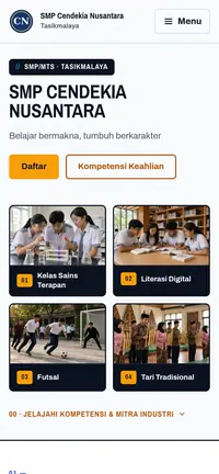 Template website sekolah Karya di HP, ramah orang tua siswa