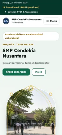 Template website sekolah Madani di HP, ramah orang tua siswa