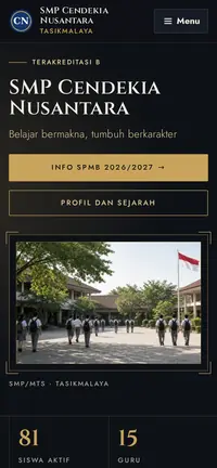 Template premium Prasasti di HP dengan tahun berdiri dan lini masa sekolah