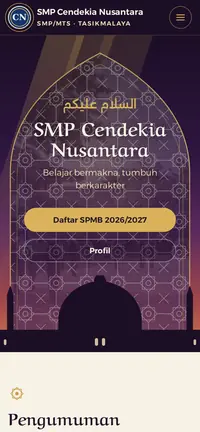 Template premium Serambi di HP dengan lengkung berkerawang dan tanggal Hijriah