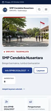 Template website sekolah Wibawa di HP, ramah orang tua siswa
