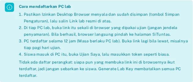 Kotak Cara mendaftarkan PC lab pada sekolah yang masih memakai Link lab resmi