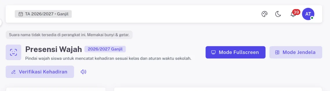 Chip Ketuk untuk aktifkan suara di halaman Presensi Wajah SiTuntas